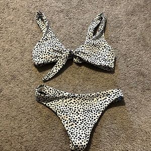 Shein Black and White Polka Dot Tie Bikini
